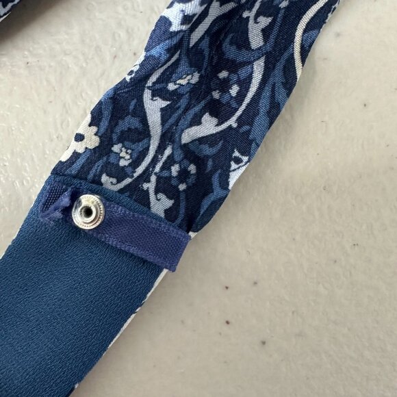 Vintage Talbots Pure Silk Dress Size 10 Blue Floral Paisley Fit Flare - Picture 11 of 13